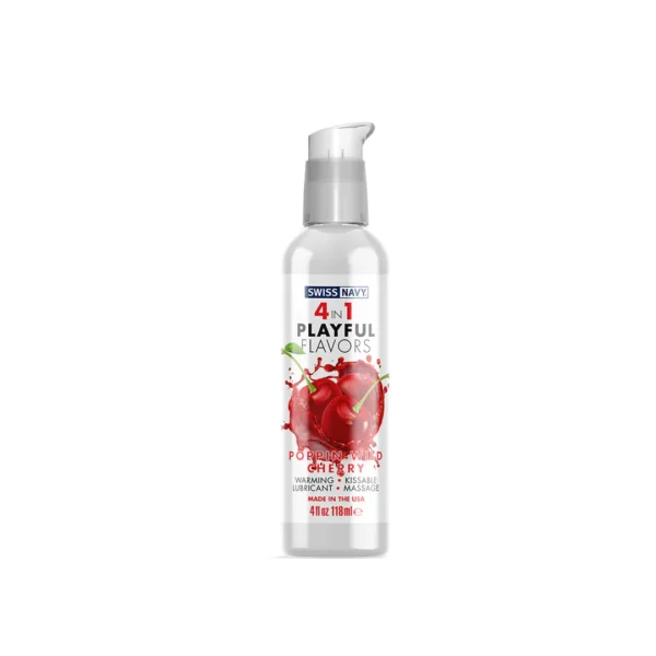 Swiss Navy 4-in-1 Lubricant – Poppin Wild Cherry – 4 fl oz / 118 ml